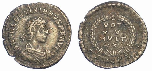 VALENTINIANO I, 364-375. Siliqua, novembre dell'anno 375. Siscia.  - Asta Numismatica - Associazione Nazionale - Case d'Asta italiane