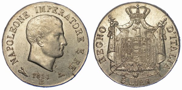 BOLOGNA. NAPOLEONE, 1805-1814. 5 Lire 1811.  - Asta Numismatica - Associazione Nazionale - Case d'Asta italiane