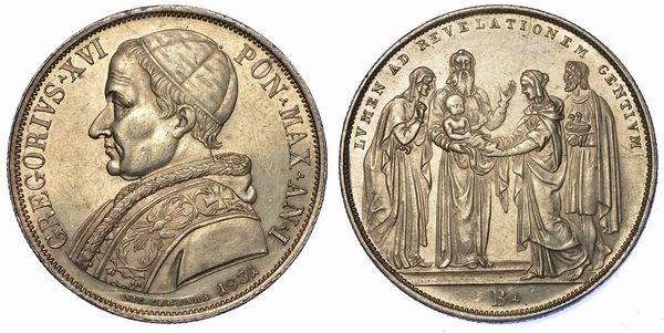 BOLOGNA. GREGORIO XVI, 1831-1846. Scudo 1831/A. I.  - Asta Numismatica - Associazione Nazionale - Case d'Asta italiane