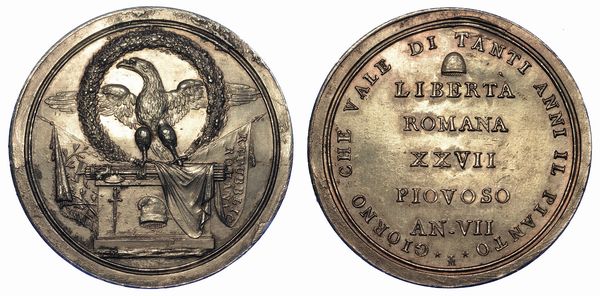 ROMA. PRIMA REPUBBLICA ROMANA, 1798-1799. Medaglia del peso di uno Scudo XXVII Piovoso Anno VII.  - Asta Numismatica - Associazione Nazionale - Case d'Asta italiane