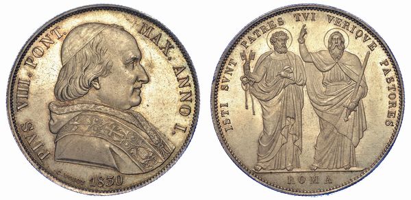ROMA. PIO VIII, 1829-1830. Scudo 1830/A. I.  - Asta Numismatica - Associazione Nazionale - Case d'Asta italiane