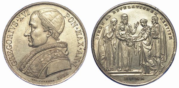 ROMA. GREGORIO XVI, 1831-1846. Scudo 1831/A. I.  - Asta Numismatica - Associazione Nazionale - Case d'Asta italiane