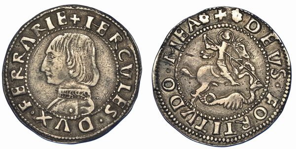 FERRARA. ERCOLE I D'ESTE, 1471-1505. Grossone.  - Asta Numismatica - Associazione Nazionale - Case d'Asta italiane