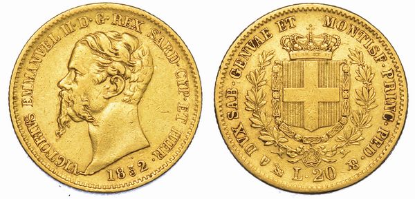 REGNO DI SARDEGNA. VITTORIO EMANUELE II DI SAVOIA, 1849-1861. 20 Lire 1852. Genova.  - Asta Numismatica - Associazione Nazionale - Case d'Asta italiane