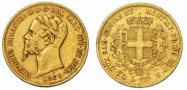 REGNO DI SARDEGNA. VITTORIO EMANUELE II DI SAVOIA, 1849-1861. 20 Lire 1858. Genova.  - Asta Numismatica - Associazione Nazionale - Case d'Asta italiane