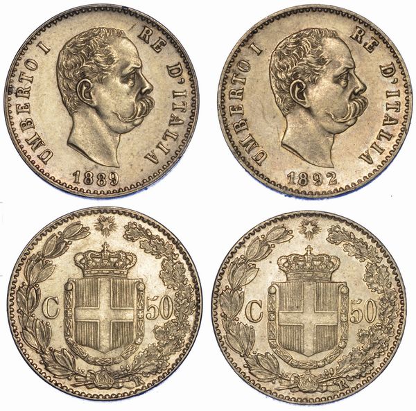 REGNO DITALIA. UMBERTO I DI SAVOIA, 1878-1900. Lotto di due monete.  - Asta Numismatica - Associazione Nazionale - Case d'Asta italiane