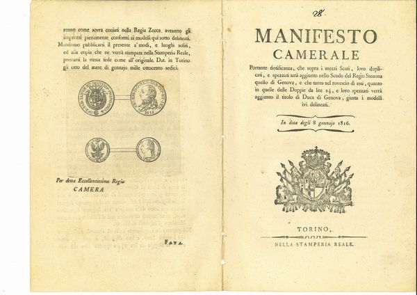 REGNO DI SARDEGNA. Lotto di sette manifesti.  - Asta Numismatica - Associazione Nazionale - Case d'Asta italiane