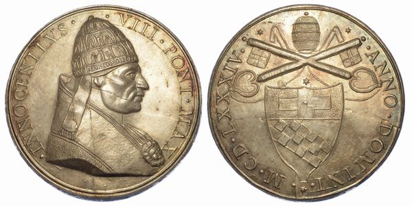 STATO PONTIFICIO. INNOCENZO VIII, 1484-1492. Medaglia di restituzione in argento. Per l'anno di elezione al pontificato.  - Asta Numismatica - Associazione Nazionale - Case d'Asta italiane