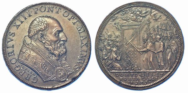 STATO PONTIFICIO. GREGORIO XIII, 1572-1585. Medaglia in bronzo 1575/A. Jub. Riconio.  - Asta Numismatica - Associazione Nazionale - Case d'Asta italiane