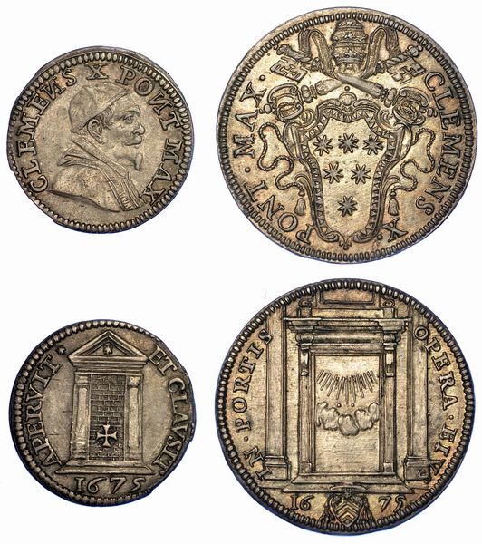 STATO PONTIFICIO. CLEMENTE X, 1670-1676. Lotto di due monete.  - Asta Numismatica - Associazione Nazionale - Case d'Asta italiane