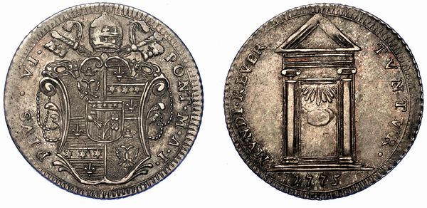 STATO PONTIFICIO. PIO VI, 1775-1799. Giulio 1775/A. I.  - Asta Numismatica - Associazione Nazionale - Case d'Asta italiane