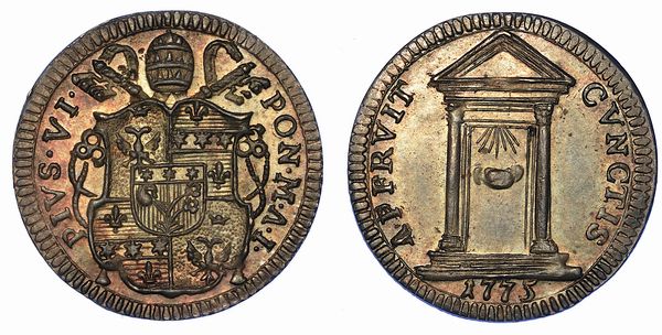 STATO PONTIFICIO. PIO VI, 1775-1799. Grosso 1775/A. I. (Anno Santo).  - Asta Numismatica - Associazione Nazionale - Case d'Asta italiane