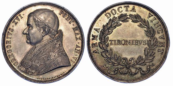 STATO PONTIFICIO. GREGORIO XVI, 1831-1846. Medaglia in argento A. VI. Premio ai cadetti della Scuola Militare del Genio.  - Asta Numismatica - Associazione Nazionale - Case d'Asta italiane