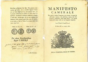 REGNO DI SARDEGNA. Lotto di sette manifesti.  - Asta Numismatica - Associazione Nazionale - Case d'Asta italiane