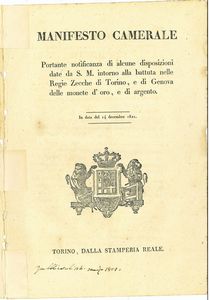 REGNO DI SARDEGNA. Lotto di sette manifesti.  - Asta Numismatica - Associazione Nazionale - Case d'Asta italiane