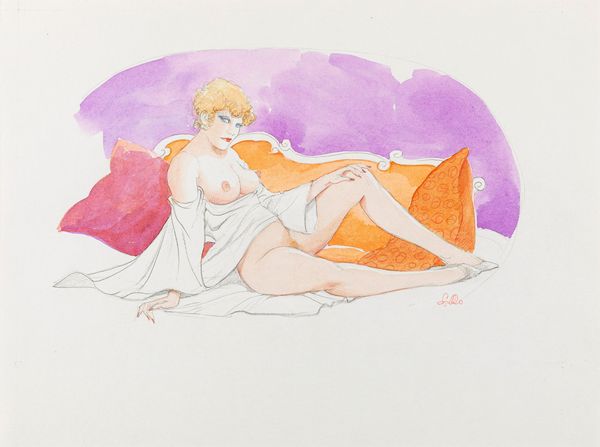 Leone Frollo : Sul sof  - Asta Leone Frollo: maestro dell'erotismo  - Associazione Nazionale - Case d'Asta italiane