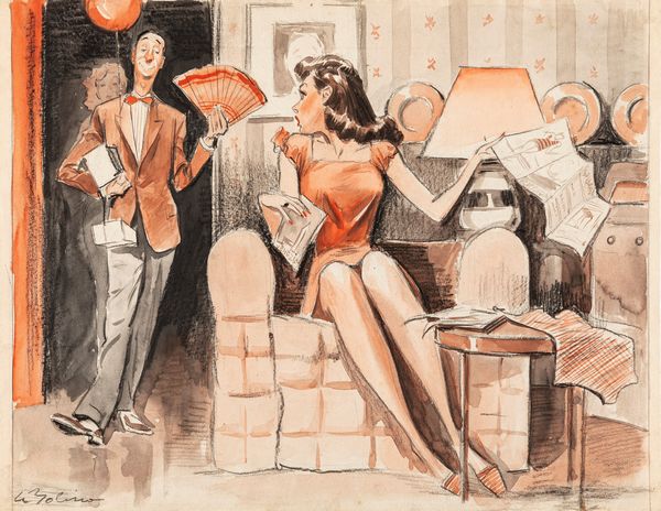 Walter Molino : Festa a sorpresa  - Asta Leone Frollo: maestro dell'erotismo  - Associazione Nazionale - Case d'Asta italiane