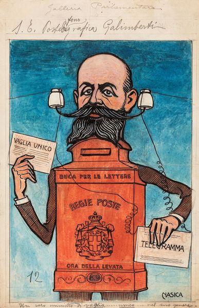 Nasica (Augusto Majani) : Tancredi Galimberti, Ministro delle poste e dei telegrafi del Regno d'Italia  - Asta Leone Frollo: maestro dell'erotismo  - Associazione Nazionale - Case d'Asta italiane