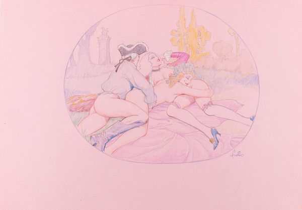 Leone Frollo : Le rendez-vous sur l'herbe  - Asta Leone Frollo: maestro dell'erotismo  - Associazione Nazionale - Case d'Asta italiane