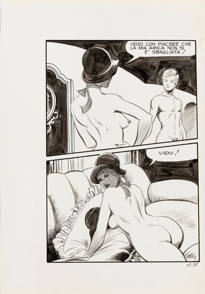 Leone Frollo : Naga - Brigitte Corot  - Asta Leone Frollo: maestro dell'erotismo  - Associazione Nazionale - Case d'Asta italiane