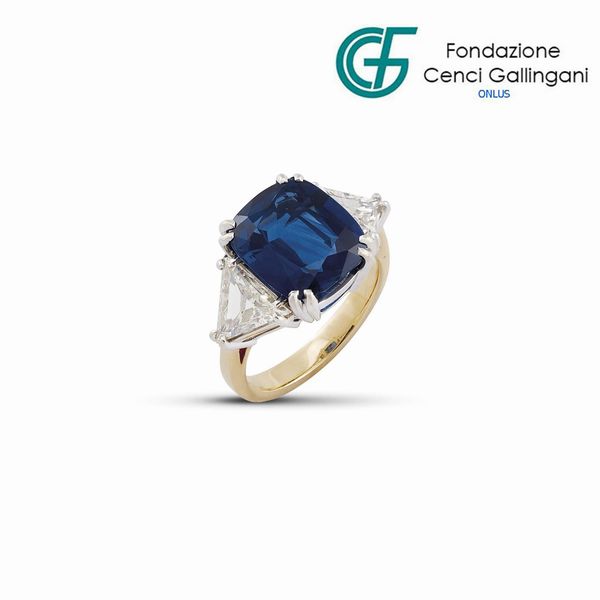 ANELLO CON ZAFFIRO E DIAMANTI  - Asta Gioielli - Associazione Nazionale - Case d'Asta italiane