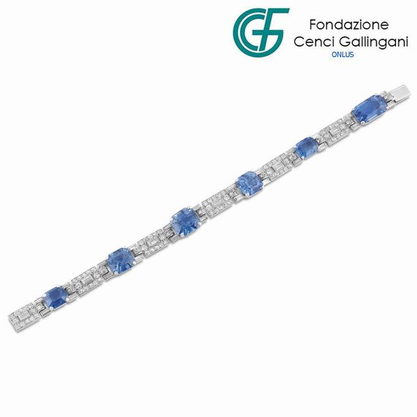 CARTIER : CARTIER LONDON BRACCIALE CON ZAFFIRI CEYLON E DIAMANTI  - Asta Gioielli - Associazione Nazionale - Case d'Asta italiane