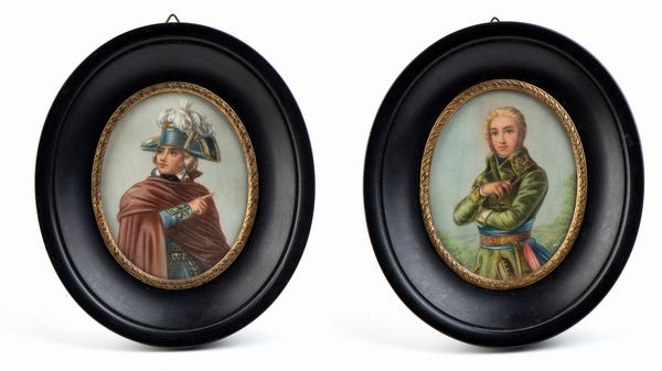Coppia di miniature ovali  - Asta Militaria, Ordini cavallereschi, Napoleonica - Associazione Nazionale - Case d'Asta italiane