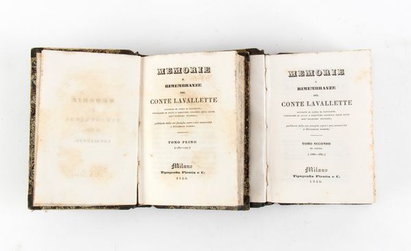 Memorie e Rimembranze del Conte Lavallette - II volumi  - Asta Militaria, Ordini cavallereschi, Napoleonica - Associazione Nazionale - Case d'Asta italiane