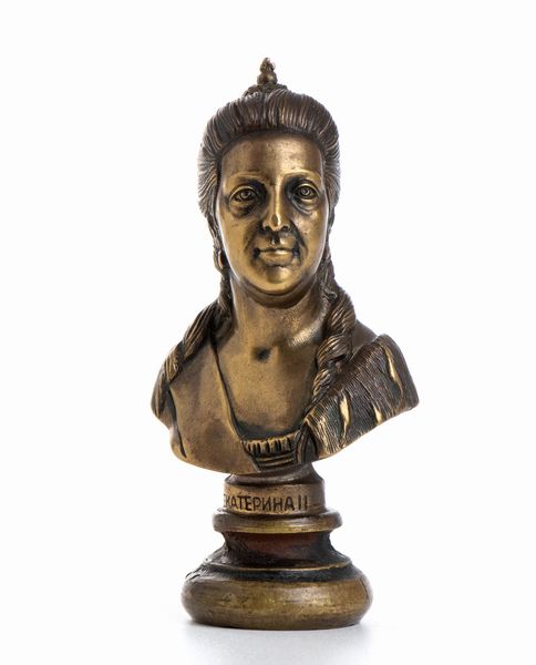 Piccolo busto in bronzo dellimperatrice russa Caterina la Grande  - Asta Militaria, Ordini cavallereschi, Napoleonica - Associazione Nazionale - Case d'Asta italiane