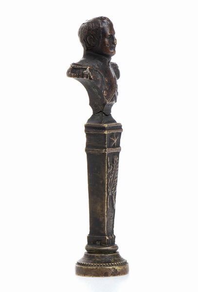 Sigillo in bronzo con busto di Napoleone  - Asta Militaria, Ordini cavallereschi, Napoleonica - Associazione Nazionale - Case d'Asta italiane