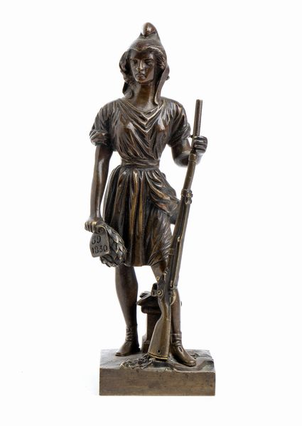 Scultura in bronzo con rappresentazione della rivoluzione del 1830  - Asta Militaria, Ordini cavallereschi, Napoleonica - Associazione Nazionale - Case d'Asta italiane