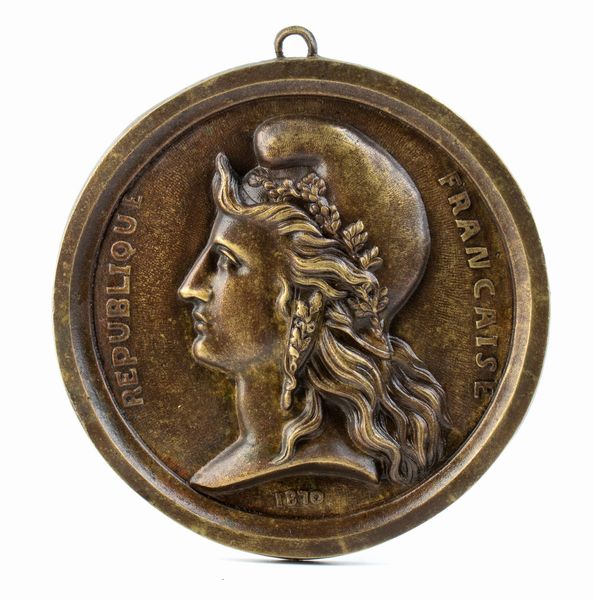 Placca in bronzo con rappresentazione della Terza Repubblica (1870)  - Asta Militaria, Ordini cavallereschi, Napoleonica - Associazione Nazionale - Case d'Asta italiane