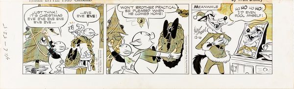 Floyd Gottfredson : Three Little Pigs Christmas Story  - Asta Fumetti: Tavole e Illustrazioni Originali - Associazione Nazionale - Case d'Asta italiane