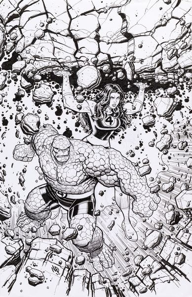 Nick Bradshaw : Thing & She-Hulk  - Asta Fumetti: Tavole e Illustrazioni Originali - Associazione Nazionale - Case d'Asta italiane