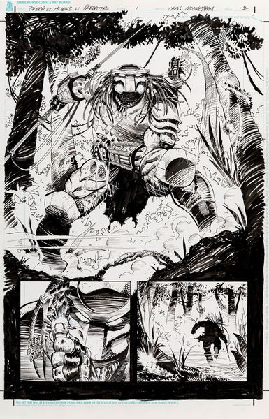 Chris Mooneyham : Predator vs. Judge Dredd vs. Aliens  - Asta Fumetti: Tavole e Illustrazioni Originali - Associazione Nazionale - Case d'Asta italiane