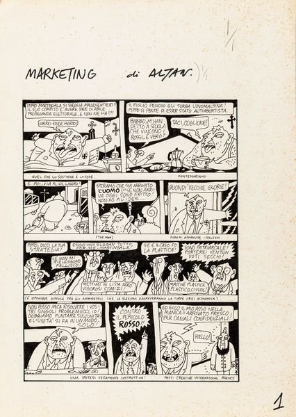 Altan (Francesco Tullio Altan) : Marketing  - Asta Fumetti: Tavole e Illustrazioni Originali - Associazione Nazionale - Case d'Asta italiane