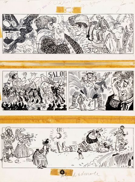 Hugo Pratt : Il favoloso West: I giganti burloni  - Asta Fumetti: Tavole e Illustrazioni Originali - Associazione Nazionale - Case d'Asta italiane