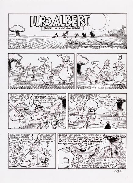 Giacomo Michelon : Lupo Alberto  - Asta Fumetti: Tavole e Illustrazioni Originali - Associazione Nazionale - Case d'Asta italiane