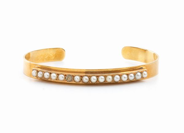 Bracciale rigido in oro con perle  - Asta Gioielli, Orologi e Penne - Associazione Nazionale - Case d'Asta italiane