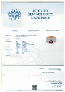 Anello in oro con rubino e diamanti  - Asta Gioielli, Orologi e Penne - Associazione Nazionale - Case d'Asta italiane