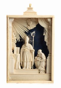 Andrea e Alberto Tipa, Bottega di - Gruppo in osso scolpito raffigurante San Biagio
