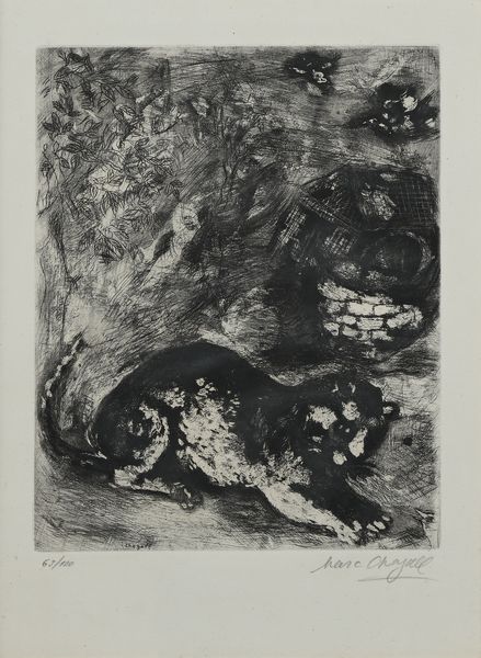Marc Chagall : Le Chat et les deux Moineaux  - Asta La Collezione Enrico e Antonello Falqui. Di padre in figlio una vita nell'arte. - Associazione Nazionale - Case d'Asta italiane