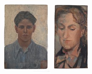 Anonimo del XX secolo - Lotto di due ritratti