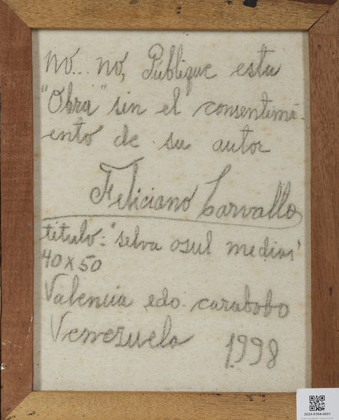 CARVALLO FELICIANO (1920 - 2012) : SELVA OSUL MEDIOS,1998  - Asta X:\ANCA\2023\ANCA MATERIALE DATA ENTRY\Capitolium\453 - Associazione Nazionale - Case d'Asta italiane