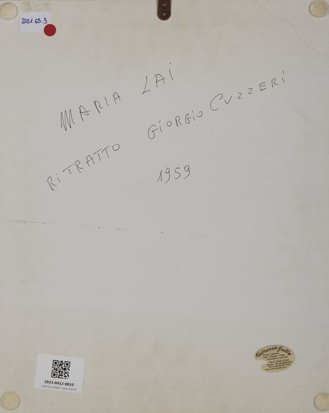 LAI MARIA (1919 - 2013) : RITRATTO DI GIORGIO CUZZERI,1959  - Asta X:\ANCA\2023\ANCA MATERIALE DATA ENTRY\Capitolium\453 - Associazione Nazionale - Case d'Asta italiane