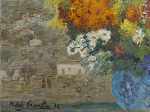 CASCELLA MICHELE (1892 - 1989) : FIORI DELL'ORTO, 1954  - Asta X:\ANCA\2023\ANCA MATERIALE DATA ENTRY\Capitolium\453 - Associazione Nazionale - Case d'Asta italiane