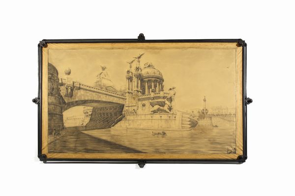 BOTTEGA DI CARLO E ADOLFO COPPEDE' : Veduta prospettica di un ponte a Roma  - Asta Asta 455 | DESIGN E ARTI DECORATIVE DEL NOVECENTO Tradizionale - Associazione Nazionale - Case d'Asta italiane