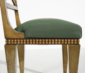 STACCHINI ULISSE (1871 - 1947) : nello stile di. Quattro sedie  - Asta Asta 455 | DESIGN E ARTI DECORATIVE DEL NOVECENTO Tradizionale - Associazione Nazionale - Case d'Asta italiane