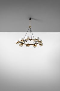 STILNOVO : Lampada a sospensione a nove luci, Milano  - Asta Asta 455 | DESIGN E ARTI DECORATIVE DEL NOVECENTO Tradizionale - Associazione Nazionale - Case d'Asta italiane