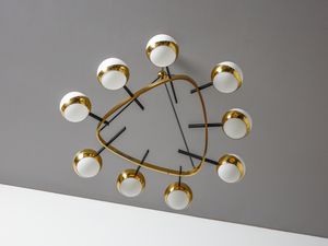 STILNOVO : Lampada a sospensione a nove luci, Milano  - Asta Asta 455 | DESIGN E ARTI DECORATIVE DEL NOVECENTO Tradizionale - Associazione Nazionale - Case d'Asta italiane